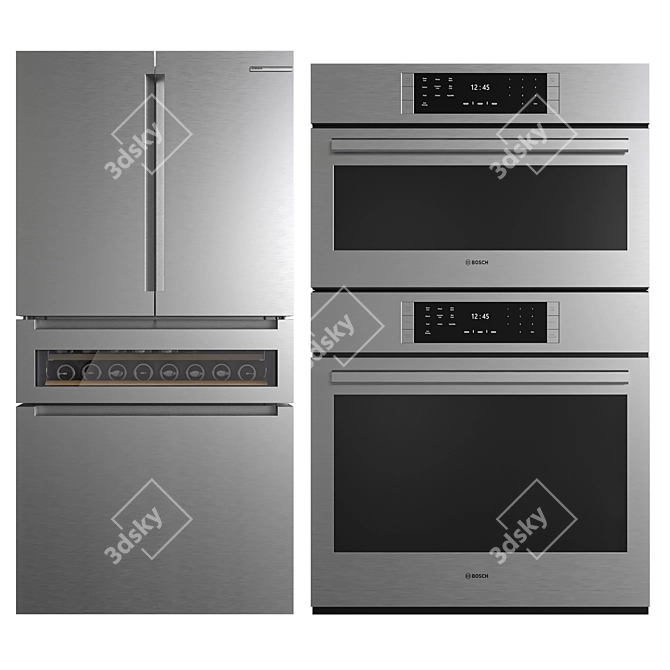 Bosch Stainless Kitchen Set 3D model image 2