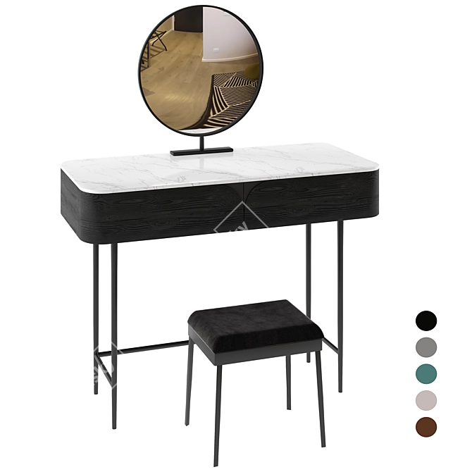 Gray Stone Top Makeup Vanity 3D model image 8