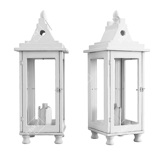 Photorealistic Wooden Lantern 3D Model 3D model image 2