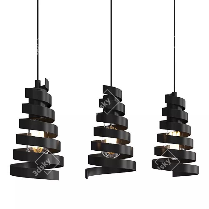 Loft Style Black Pendant Light 3D model image 1