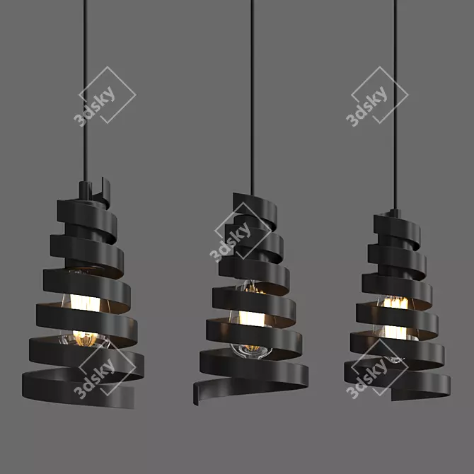 Loft Style Black Pendant Light 3D model image 2