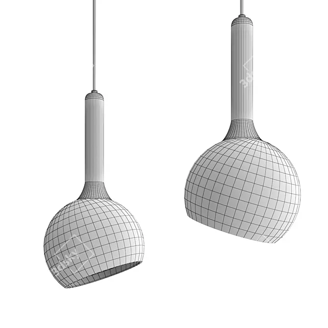 Glass Dome Pendant Light Gold 3D model image 3