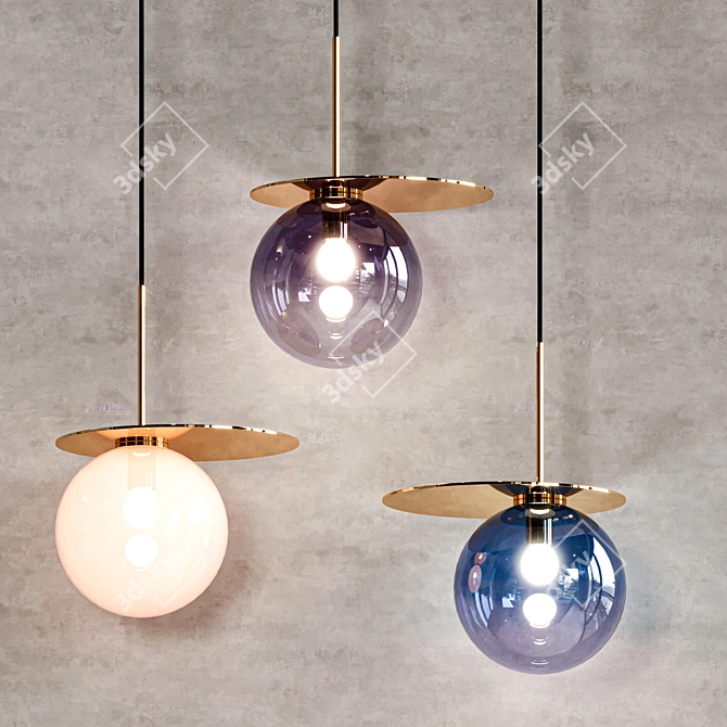 Eleganza Blown Glass Pendant Fixture 3D model image 2