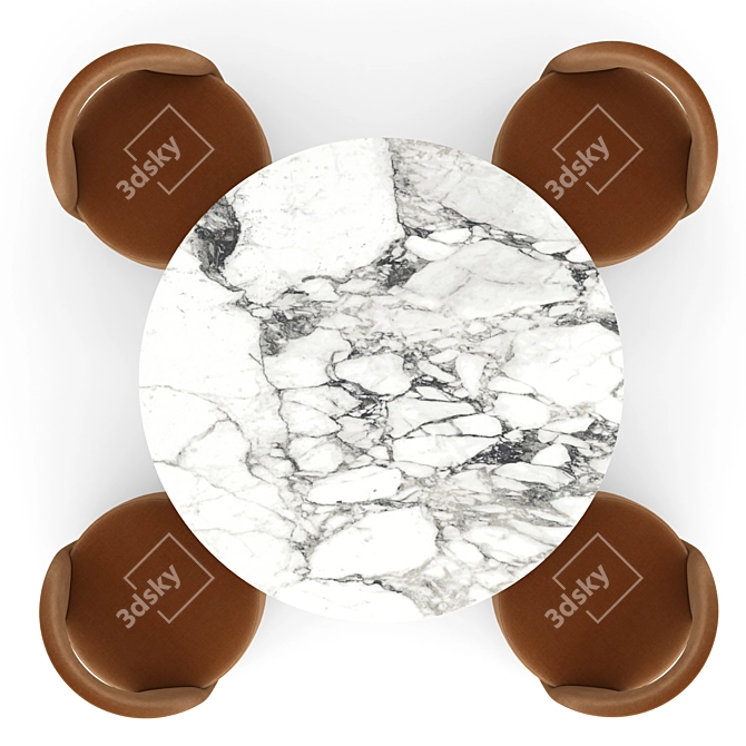 Italian Marble Dining Table Set 3D model image 3