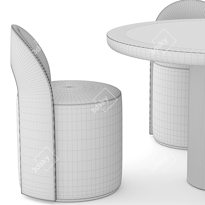 Italian Marble Dining Table Set 3D model image 5