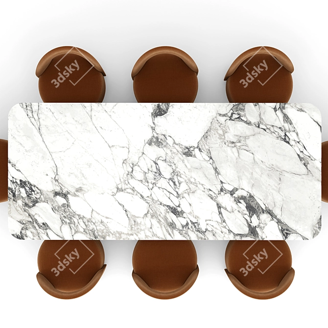 Italian Marble Dining Table Set 3D model image 3