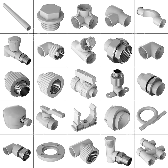 Smooth Geometry Sewer Fittings Set 3D model image 10