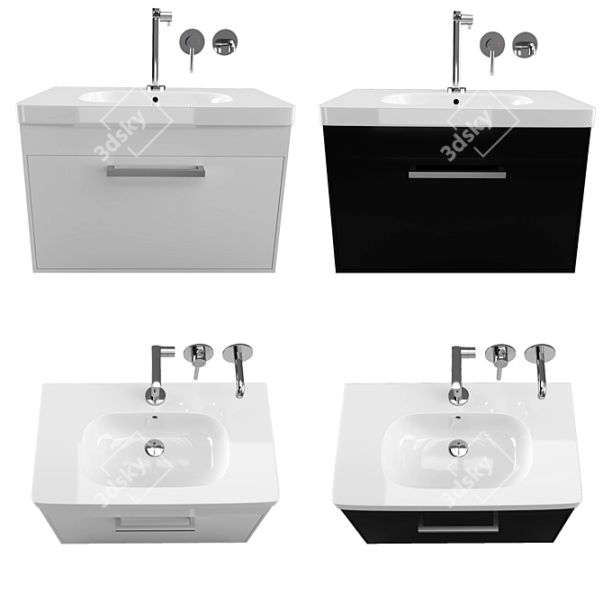 Duravit D-code 80 Vanity Sink 3D model image 3