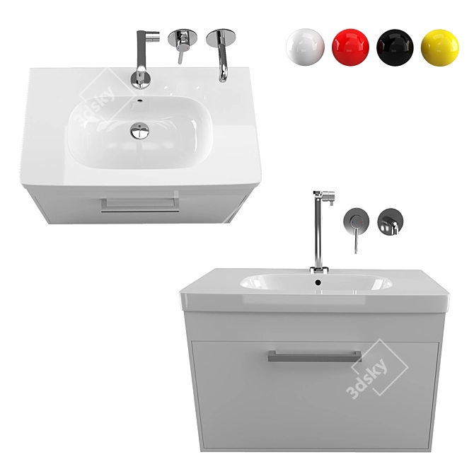 Duravit D-code 80 Vanity Sink 3D model image 7