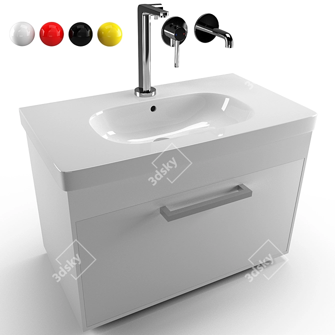 Duravit D-code 80 Vanity Sink 3D model image 9