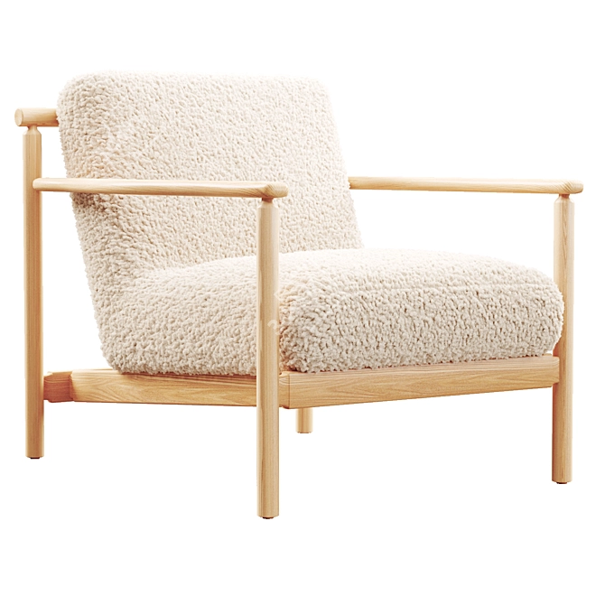 Nordic Shearling Oak Armchair 3D model image 1