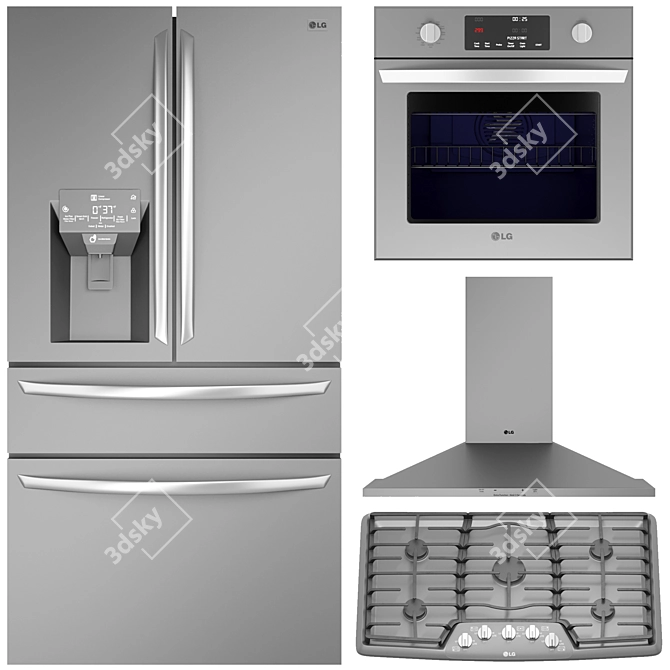 LG Kitchen Appliances Bundle Kit 3D model image 1