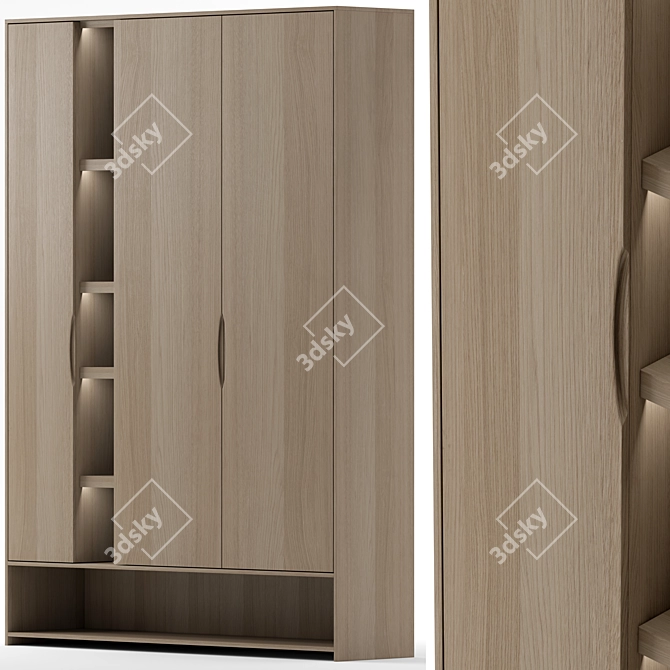 Versatile Wardrobe 4: 3 Wood Tones 3D model image 1