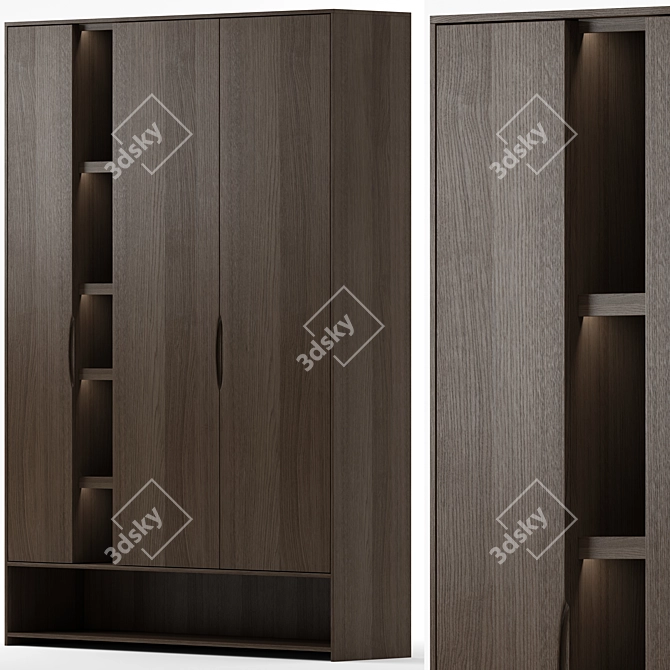 Versatile Wardrobe 4: 3 Wood Tones 3D model image 3