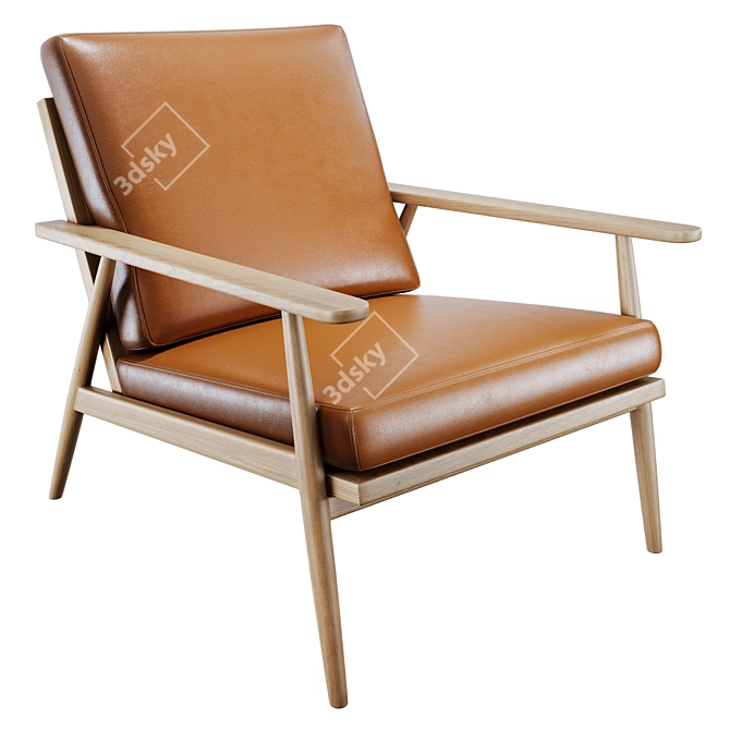 Verlaine Chestnut Chair: Elegant Modern Styling 3D model image 1