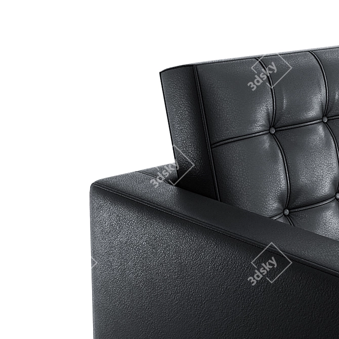 Luxurious Black Leather Sofa 3D model image 2