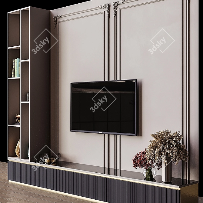 Sleek TV Wall Design - 3dsmax 3D model image 2