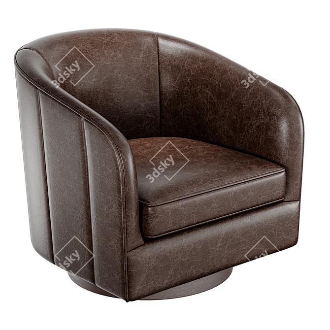 Turner Brown Leather Swivel Chair 3D model image 1