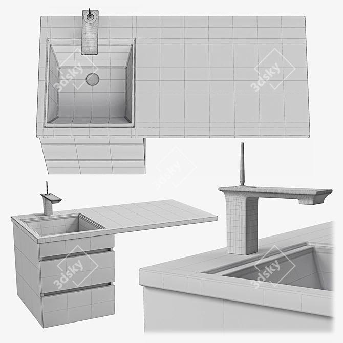 SANTA 100 Washbasin Over Washing Machine 3D model image 4