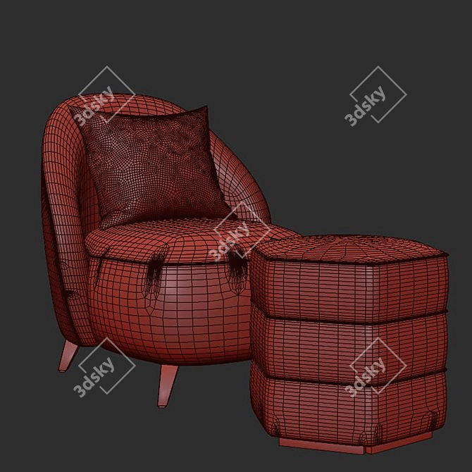 Modern Henri Armchair & Lyla Footstool 3D model image 7