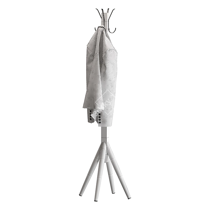 Wooden Coat Stand: Elegant Entryway Organizer 3D model image 2