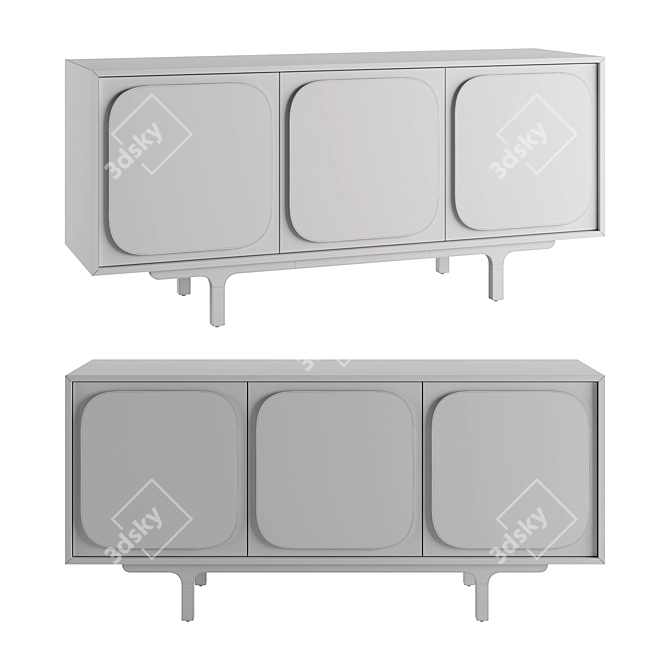 Elegant Wood Glass Sideboard Cabinet 3D model image 3