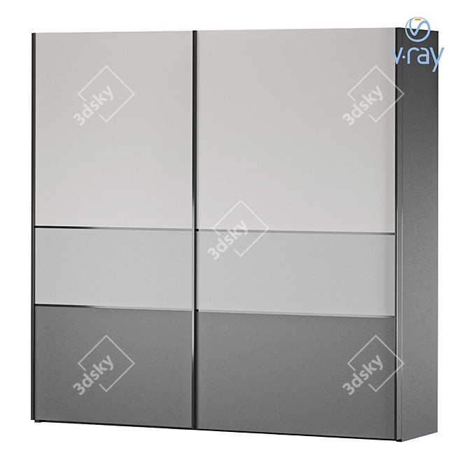 Sleek Trio Wardrobe Closet 3D model image 1
