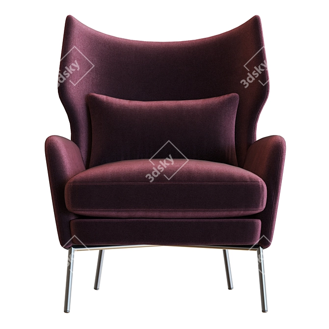 Luxury Velvet Accent Chair Model 3D model image 3