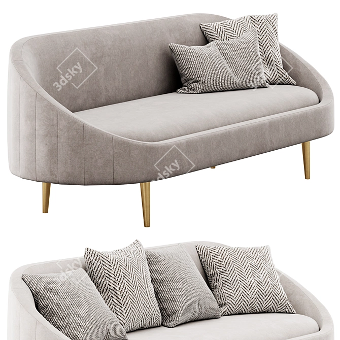 Elegant Curved Sofa Modway 3D model image 3