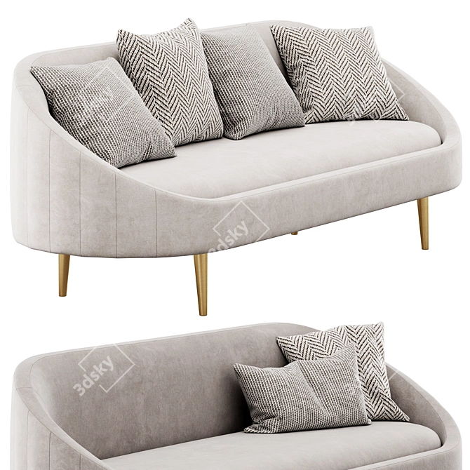 Elegant Curved Sofa Modway 3D model image 4