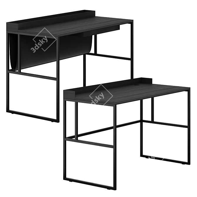 Minimalist Writing Desk Duo 3D model image 1