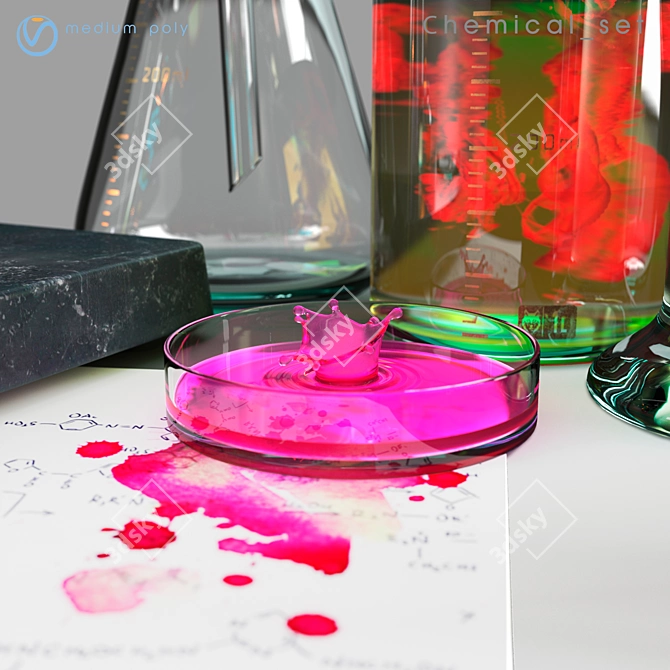 Chemistry Lab Glassware Set 3D model image 2