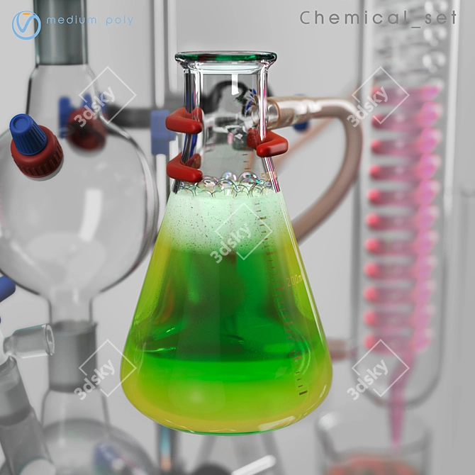 Chemistry Lab Glassware Set 3D model image 3