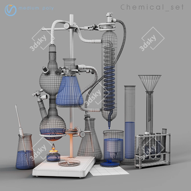 Chemistry Lab Glassware Set 3D model image 6