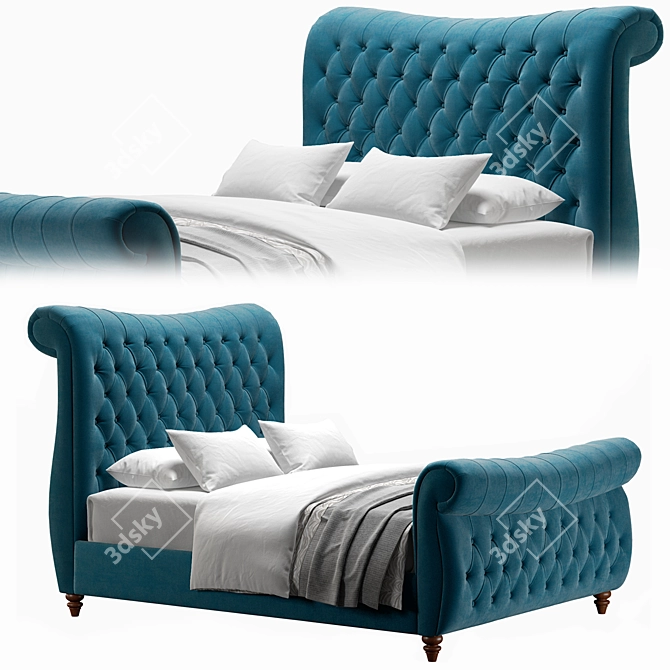 Elegant Elizabeth Chesterfield Bed by BespokeBedsCo 3D model image 1