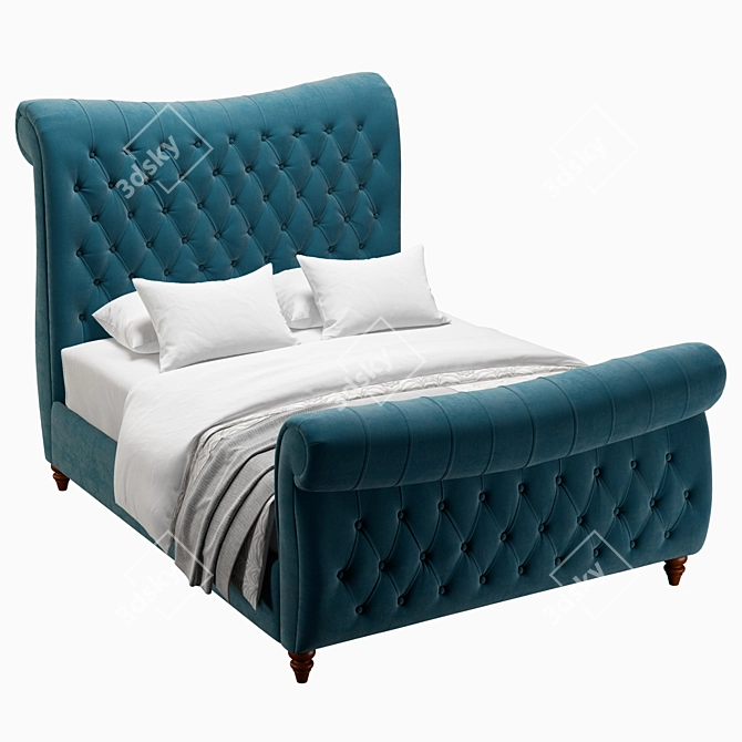 Elegant Elizabeth Chesterfield Bed by BespokeBedsCo 3D model image 3