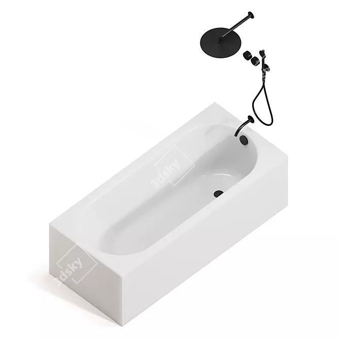Luxurious Bath & Faucet Set 3D model image 6