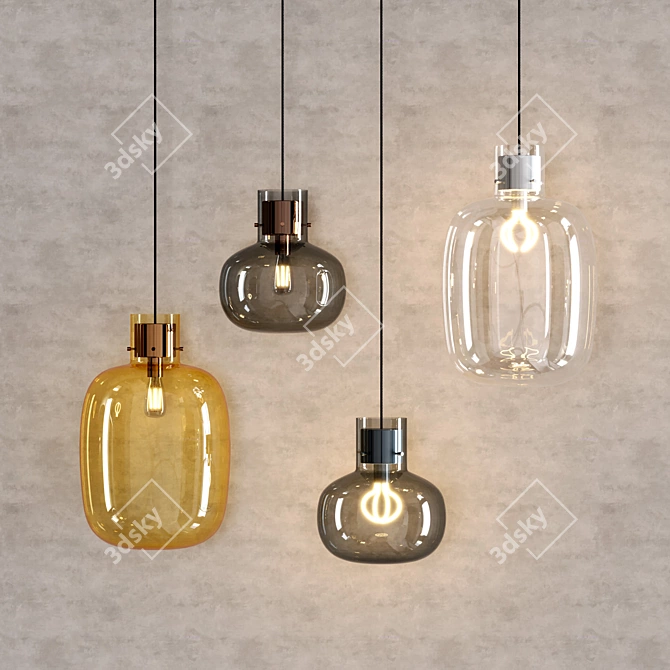 Modern Glass Pendant Lamp 3D model image 2