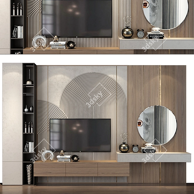 Modern TV Wall Decor Shelf 3D model image 1