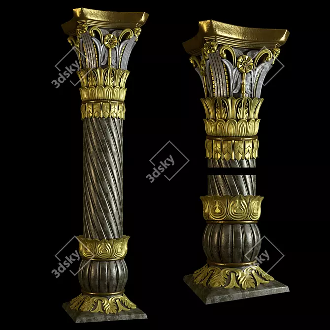 Ornate East Column Facades Kit 3D model image 12