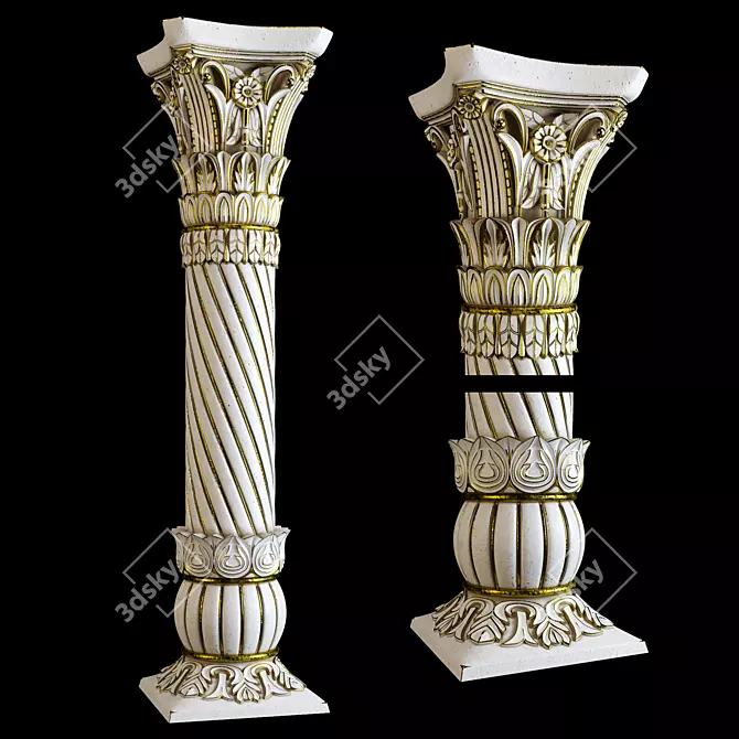 Ornate East Column Facades Kit 3D model image 13