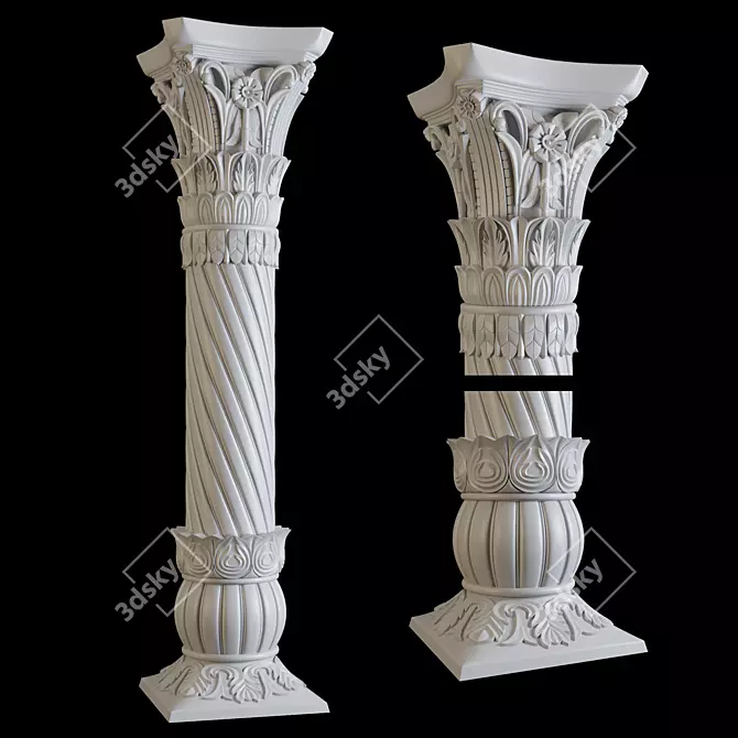 Ornate East Column Facades Kit 3D model image 3