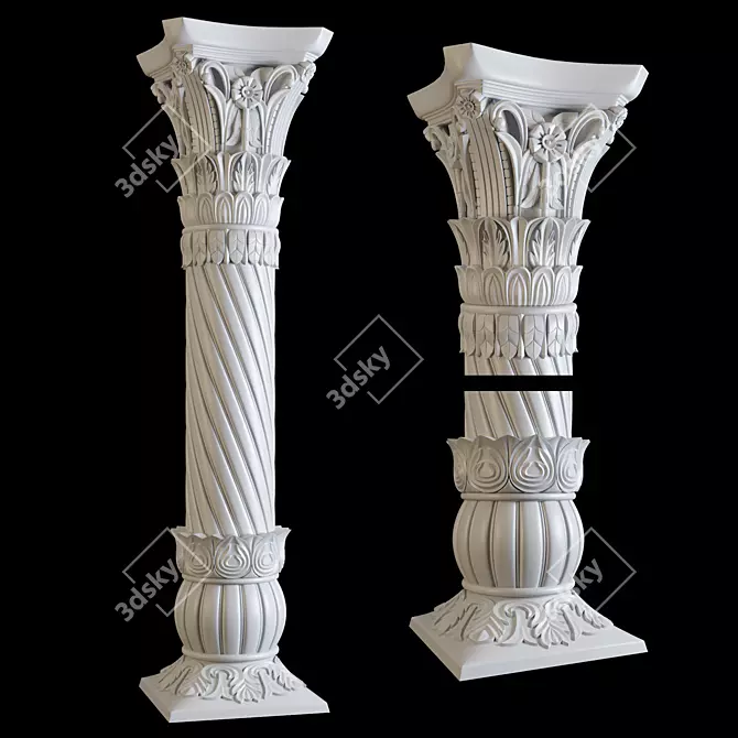 Ornate East Column Facades Kit 3D model image 7