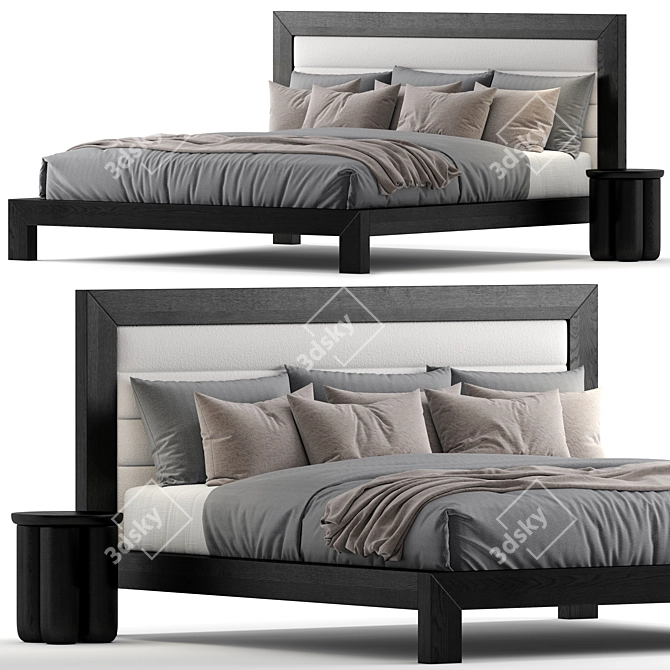 Sleek Carlin Platform Bed 3D model image 1