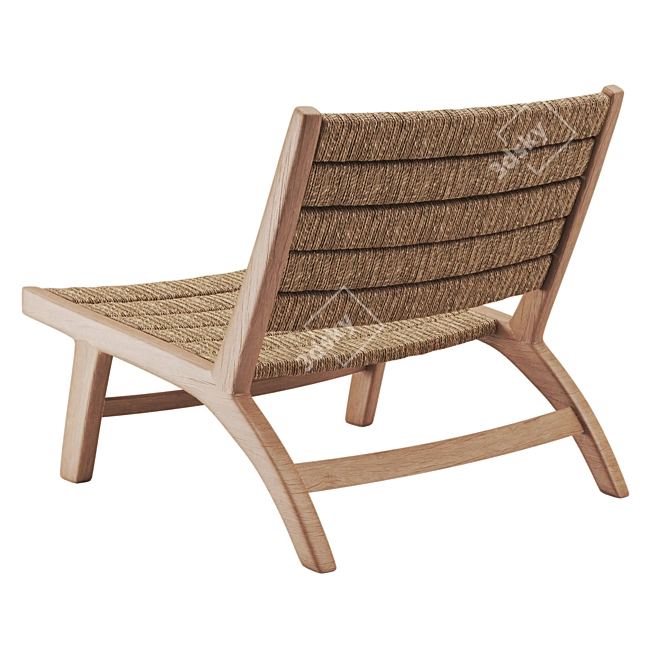 Teak & Abaca Lounge Chair 3D model image 6