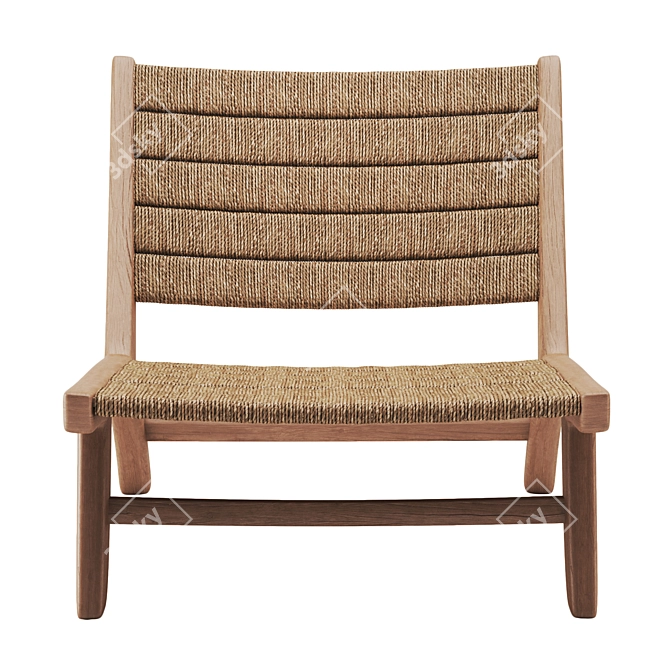 Teak & Abaca Lounge Chair 3D model image 1