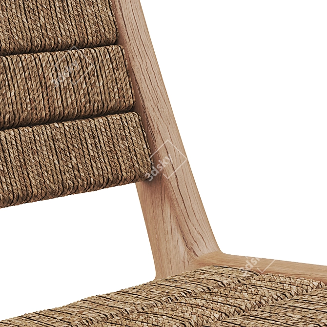 Teak & Abaca Lounge Chair 3D model image 3