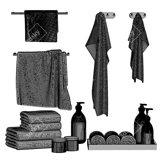 Luxury Bath Set with Cosmetics 3D model image 4