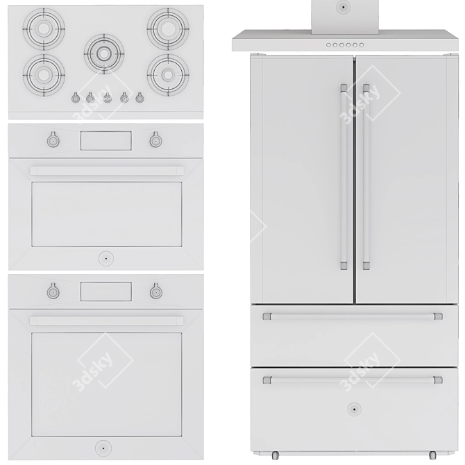 Modern Bertazzoni Kitchen Appliance Bundle 3D model image 5