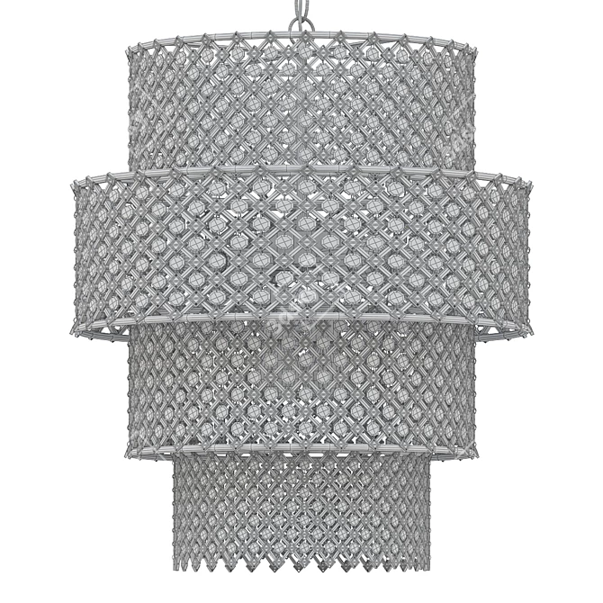 Elegant Antique Black Crystal Chandelier 3D model image 2
